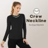 MANCYFIT Womens Thermal Tops Fleece Lined Shirt Long Sleeve Base Layer(Crew Neck-black)
