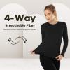 MANCYFIT Womens Thermal Tops Fleece Lined Shirt Long Sleeve Base Layer(Crew Neck-black)
