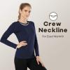 MANCYFIT Womens Thermal Tops Fleece Lined Shirt Long Sleeve Base Layer(Crew Neck-blue)