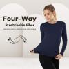 MANCYFIT Womens Thermal Tops Fleece Lined Shirt Long Sleeve Base Layer(Crew Neck-blue)