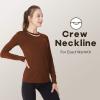 MANCYFIT Womens Thermal Tops Fleece Lined Shirt Long Sleeve Base Layer(Crew Neck-brown)