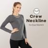MANCYFIT Womens Thermal Tops Fleece Lined Shirt Long Sleeve Base Layer(Crew Neck-dark Grey)