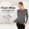 MANCYFIT Womens Thermal Tops Fleece Lined Shirt Long Sleeve Base Layer(Crew Neck-dark Grey)