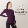 MANCYFIT Womens Thermal Tops Fleece Lined Shirt Long Sleeve Base Layer(Crew Neck-dark Purple)