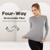 MANCYFIT Womens Thermal Tops Fleece Lined Shirt Long Sleeve Base Layer(Crew Neck-grey)