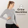 MANCYFIT Womens Thermal Tops Fleece Lined Shirt Long Sleeve Base Layer(Crew Neck-grey)