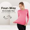 MANCYFIT Womens Thermal Tops Fleece Lined Shirt Long Sleeve Base Layer(Crew Neck-pink)