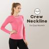 MANCYFIT Womens Thermal Tops Fleece Lined Shirt Long Sleeve Base Layer(Crew Neck-pink)