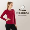 MANCYFIT Womens Thermal Tops Fleece Lined Shirt Long Sleeve Base Layer(Crew Neck-red)