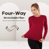 MANCYFIT Womens Thermal Tops Fleece Lined Shirt Long Sleeve Base Layer(Crew Neck-red)