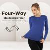 MANCYFIT Womens Thermal Tops Fleece Lined Shirt Long Sleeve Base Layer(Crew Neck-royal Blue)