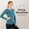 MANCYFIT Womens Thermal Tops Fleece Lined Shirt Long Sleeve Base Layer(Crew Neck-teal)
