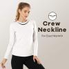 MANCYFIT Womens Thermal Tops Fleece Lined Shirt Long Sleeve Base Layer(Crew Neck-white)