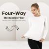 MANCYFIT Womens Thermal Tops Fleece Lined Shirt Long Sleeve Base Layer(Crew Neck-white)