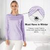 MANCYFIT Womens Thermal Tops Fleece Lined Shirt Long Sleeve Base Layer(Light Purple  White)