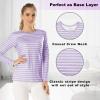 MANCYFIT Womens Thermal Tops Fleece Lined Shirt Long Sleeve Base Layer(Light Purple  White)