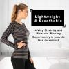 MANCYFIT Womens Thermal Tops Fleece Lined Shirt Long Sleeve Base Layer(Striped-black)
