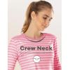 MANCYFIT Womens Thermal Tops Fleece Lined Shirt Long Sleeve Base Layer(Striped-light Pink)