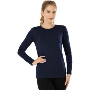 MANCYFIT Womens Thermal Tops Fleece Lined Shirt Long Sleeve Base Layer(Crew Neck-blue)