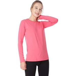 MANCYFIT Womens Thermal Tops Fleece Lined Shirt Long Sleeve Base Layer(Crew Neck-light Pink)