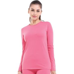 MANCYFIT Womens Thermal Tops Fleece Lined Shirt Long Sleeve Base Layer(Crew Neck-pink)