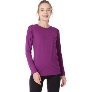 MANCYFIT Womens Thermal Tops Fleece Lined Shirt Long Sleeve Base Layer(Crew Neck-purple)