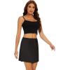 MANCYFIT Womens Half Slip for Under Dresses Satin Slip Skirt Mini Underskirt(Black)