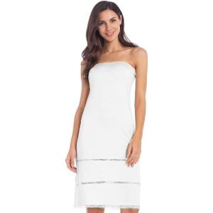 MANCYFIT Women’s Tube Top Dress Slip Sleeveless Underdress Invisible Straps(White)
