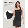 MANCYFIT Women’s Satin Full Slip with Lace Trim for Under Dresses Wide Straps Nightgown Black XX-Large