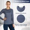 MANCYFIT Womens Thermal Tops Fleece Lined Shirt Long Sleeve Base Layer(Blue White)