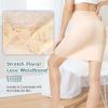 MANCYFIT Women Half Slips for Under Dresses Lace Waistband Above Knee Slip Skirt Wavy Hem(Nude)