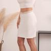 MANCYFIT Women Half Slips for Under Dresses Lace Waistband Above Knee Slip Skirt Wavy Hem(White)