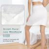 MANCYFIT Women Half Slips for Under Dresses Lace Waistband Above Knee Slip Skirt Wavy Hem(White)