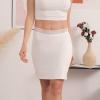 MANCYFIT Women Half Slips for Under Dresses Lace Waistband Above Knee Slip Skirt Wavy Hem(White)