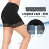 MANCYFIT Womens Slip Shorts for Under Dresses Anti Chafing Lace Undershorts Plus Size Short Leggings 3 Pack Black Large