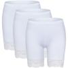MANCYFIT Womens Slip Shorts for Under Dresses Anti Chafing Lace Undershorts Plus Size Short Leggings 3 Pack White Medium