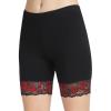MANCYFIT Womens Slip Shorts for Under Dresses Anti Chafing Lace Undershorts Plus Size Short Leggings Black and Red Lace Large