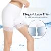 MANCYFIT Womens Slip Shorts for Under Dresses Anti Chafing Lace Undershorts Plus Size Short Leggings White and Golden Lace Medium