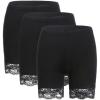 MANCYFIT Womens Slip Shorts for Under Dresses Anti Chafing Lace Undershorts Plus Size Short Leggings 3 Pack Black X-Large
