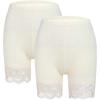 MANCYFIT Womens Slip Shorts for Under Dresses Anti Chafing Lace Undershorts Plus Size Short Leggings Beige 2 Pack Large