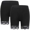 MANCYFIT Womens Slip Shorts for Under Dresses Anti Chafing Lace Undershorts Plus Size Short Leggings Black 2 Pack Small