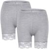 MANCYFIT Womens Slip Shorts for Under Dresses Anti Chafing Lace Undershorts Plus Size Short Leggings Gray 2 Pack X-Large