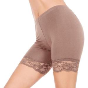 MANCYFIT Womens Slip Shorts for Under Dresses Anti Chafing Lace Undershorts Plus Size Short Leggings Light Brown Small