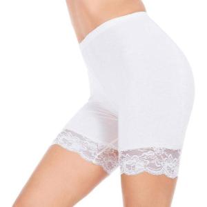 MANCYFIT Womens Slip Shorts for Under Dresses Anti Chafing Lace Undershorts Plus Size Short Leggings White Medium