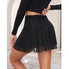 MANCYFIT Y2K Mini Skirt Lace Mesh Ruffle Skirt for Women Short Skort Layered Half Slip(Black)