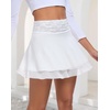 MANCYFIT Y2K Mini Skirt Lace Mesh Ruffle Skirt for Women Short Skort Layered Half Slip(White)
