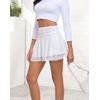 MANCYFIT Y2K Mini Skirt Lace Mesh Ruffle Skirt for Women Short Skort Layered Half Slip(White)
