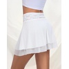 MANCYFIT Y2K Mini Skirt Lace Mesh Ruffle Skirt for Women Short Skort Layered Half Slip(White)