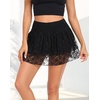 MANCYFIT Y2K Mini Skirt Lace Ruffle Skirt for Women Short Skort Layered Half Slip(Black)