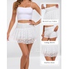 MANCYFIT Y2K Mini Skirt Lace Ruffle Skirt for Women Short Skort Layered Half Slip(White)